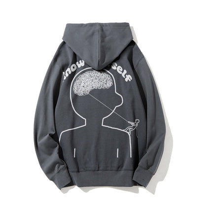 Vintage Mental Health Matters Graphic Print Printed Back Cotton Hoodie