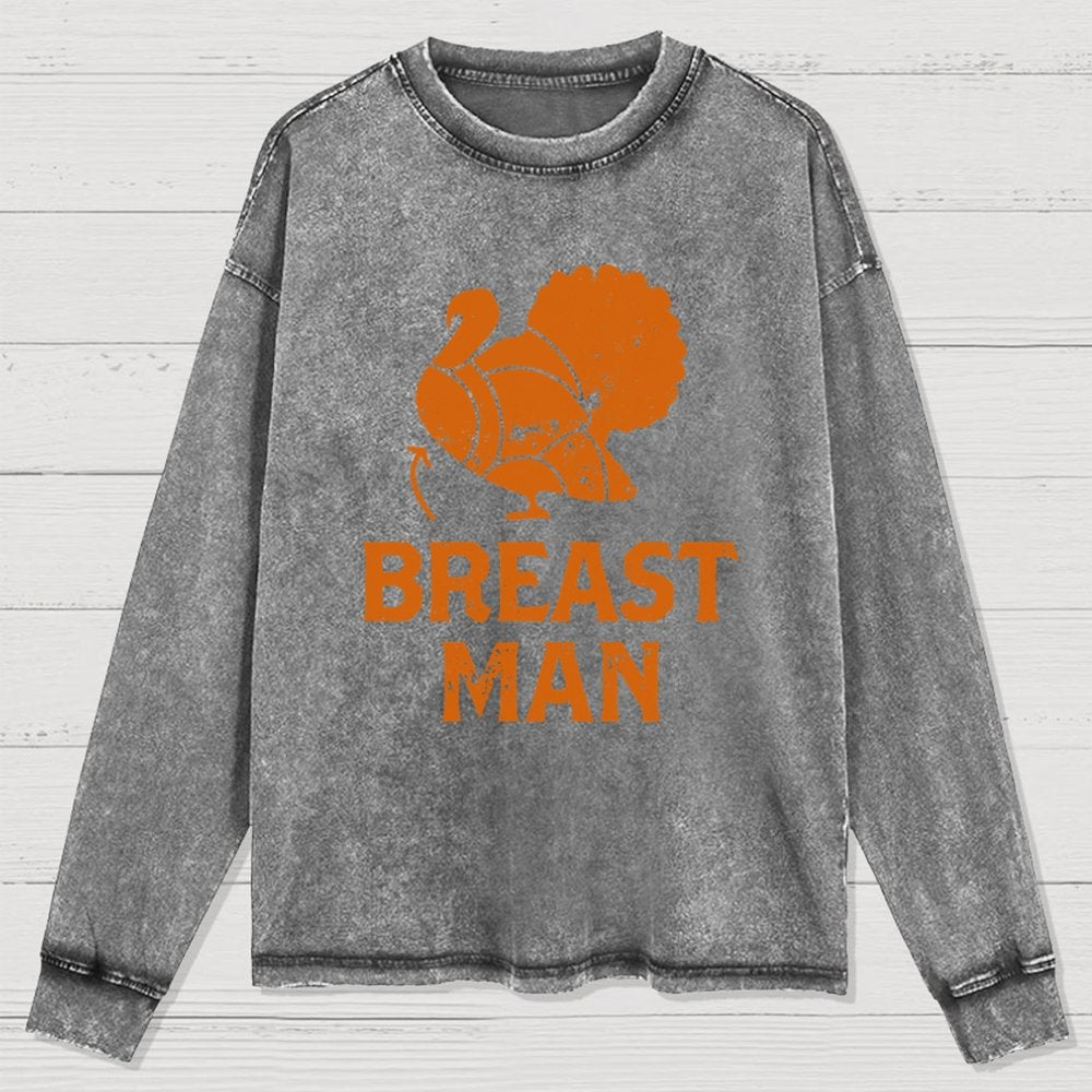 Breast Man Washed Long Sleeve Tee