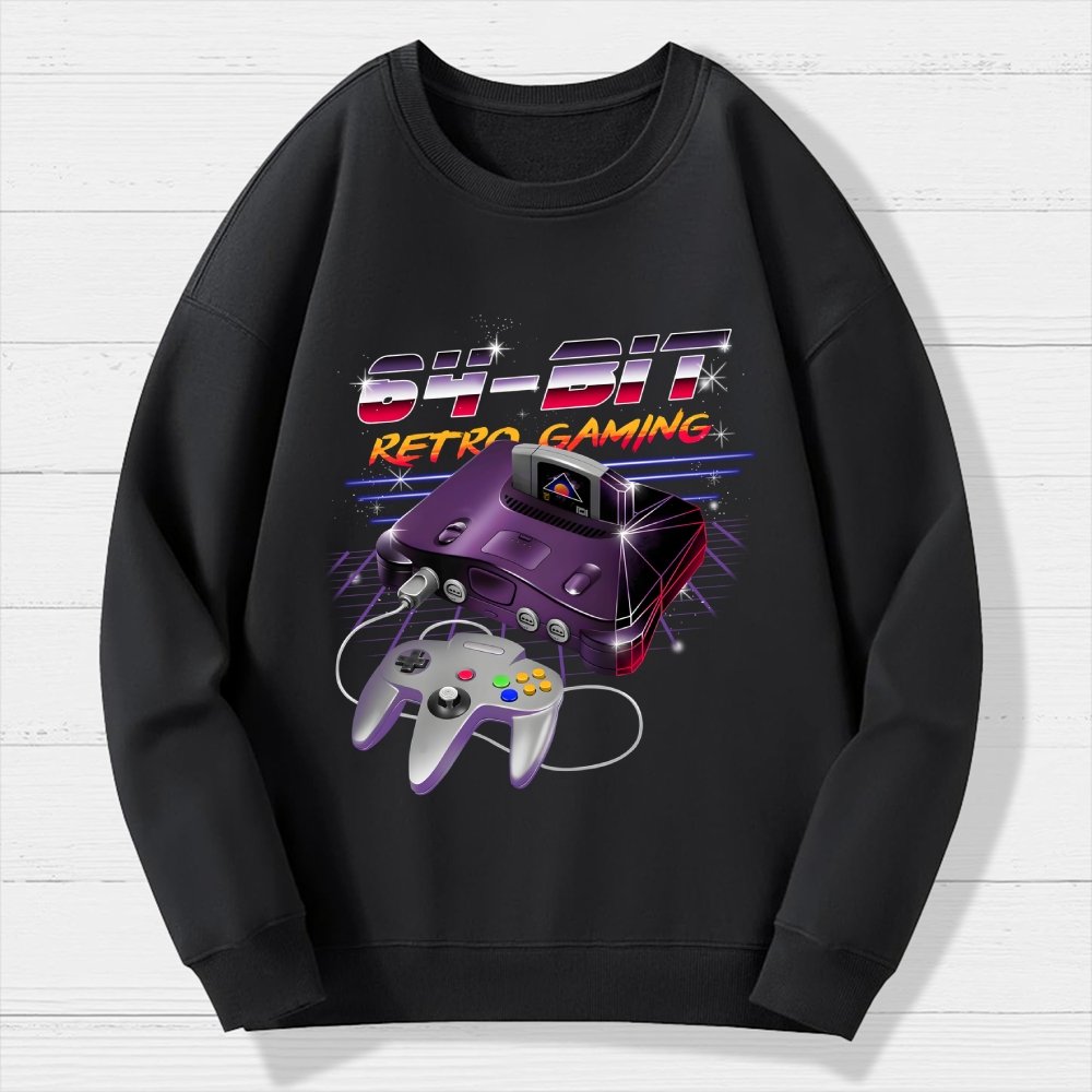 '64-Bit Retro Gaming Geek Cotton Sweatshirt