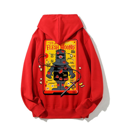 Flesh Wound Skill Game Nerdy Printed Back Cotton Hoodie