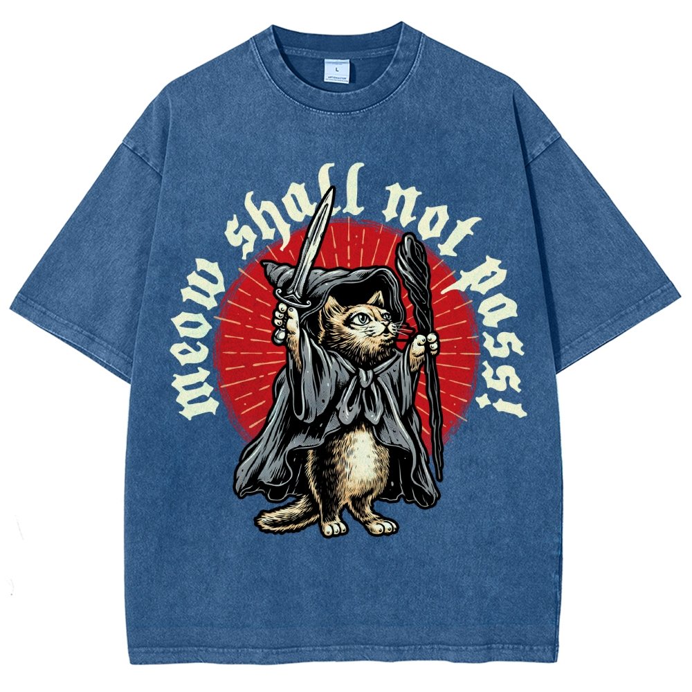 Meow Shall Not Pass Vintage Distressed T-shirt