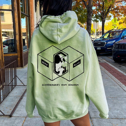 Schrodingers Venn Diagram Printed Back Unisex Cotton Hoodie