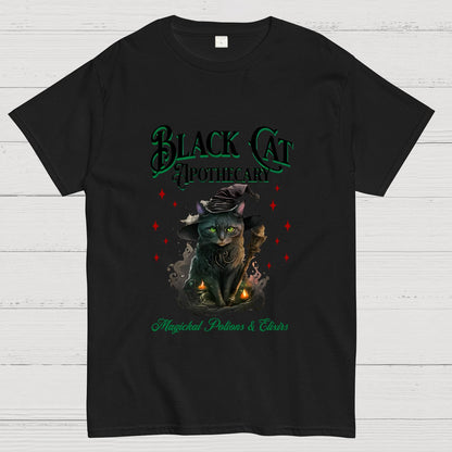 Black Cat Apothecary Halloween Geeky T-Shirt