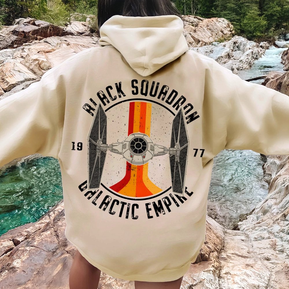Vintage Squadron Printed Back Unisex Cotton Hoodie