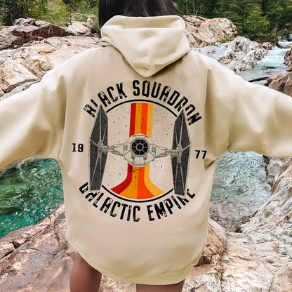 Vintage Squadron Printed Back Unisex Cotton Hoodie