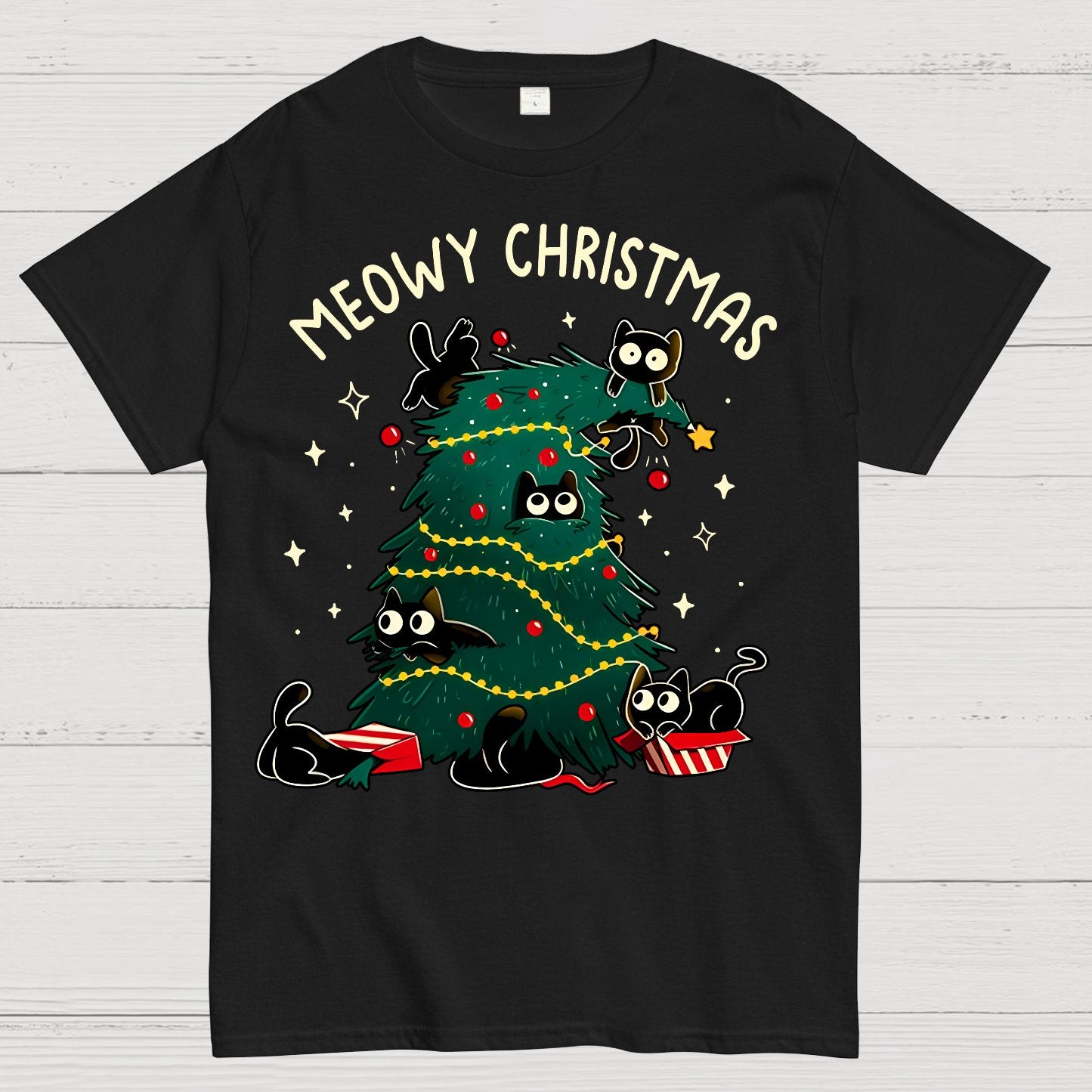 Meowy Christmas Funny Cats Geek T-Shirt