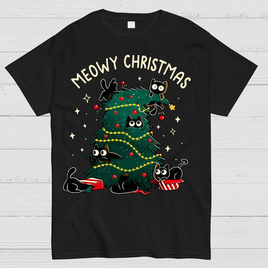 Meowy Christmas Funny Cats Geek T-Shirt