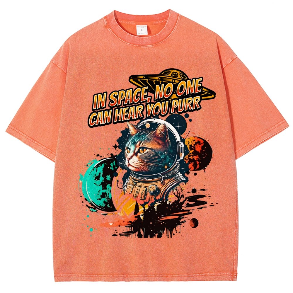 In Space No One Can Hear You Purr Vintage Distressed T-shirt