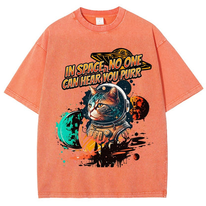 In Space No One Can Hear You Purr Vintage Distressed T-shirt