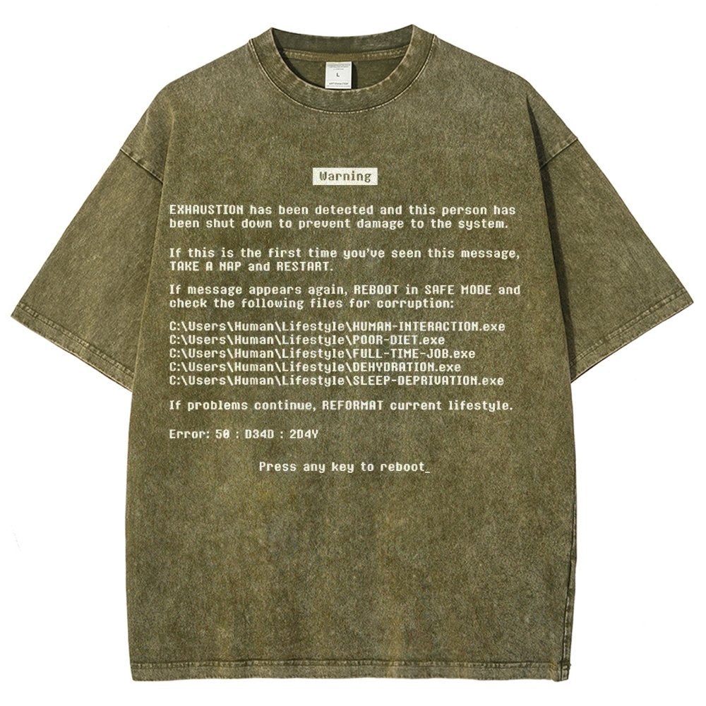 Blue Screen of Exhaustion Vintage Distressed T-shirt