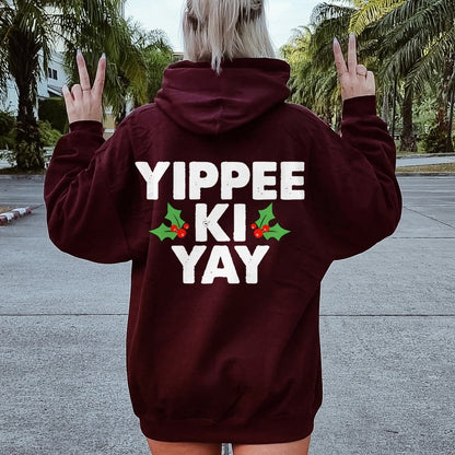 Yippee-Ki-Yay Printed Back Unisex Cotton Hoodie