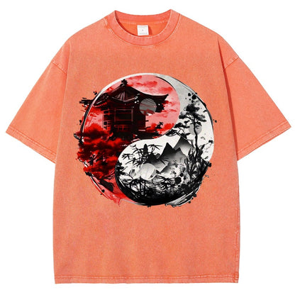 Temple Yin yang Vintage Distressed T-shirt