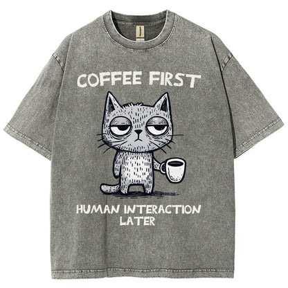 Coffee Firtst Vintage Distressed T-shirt