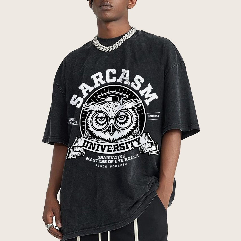 Sarcasm University-Mens-Basic Vintage Distressed T-shirt