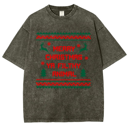 Merry Christmas Ya Filthy Animal funny Vintage Distressed T-shirt
