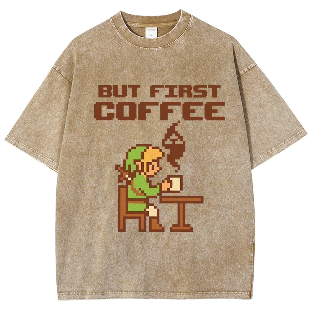 But First Coffee Vintage Distressed T-shirt