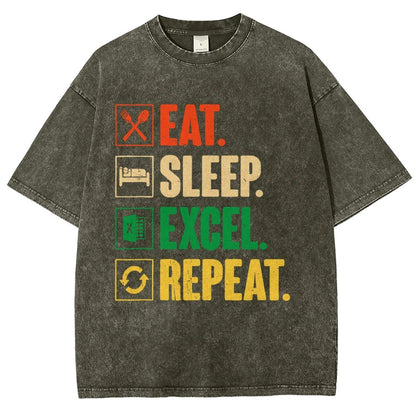 Eat Sleep Excel Repeat Funny Excel Vintage Distressed T-shirt