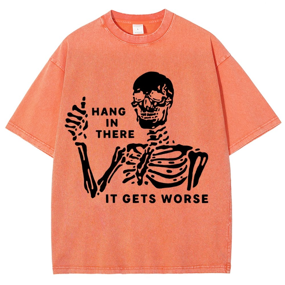 Hang In There Skeleton Vintage Distressed T-shirt