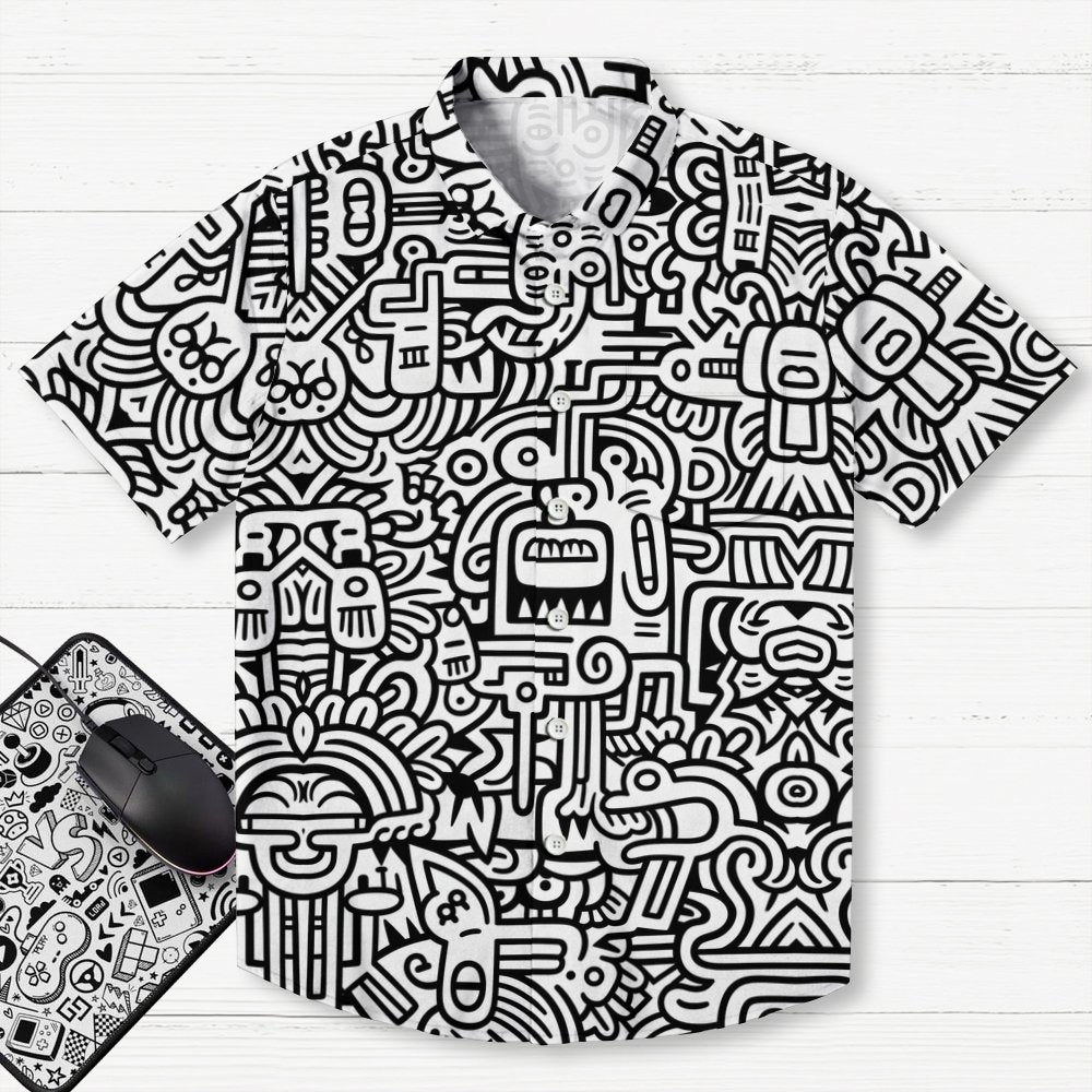 Retro Graffiti Art Print Geek Hawaiian Shirt