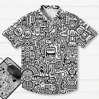 Retro Graffiti Art Print Geek Hawaiian Shirt