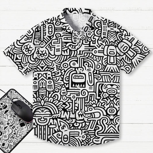 Retro Graffiti Art Print Geek Hawaiian Shirt