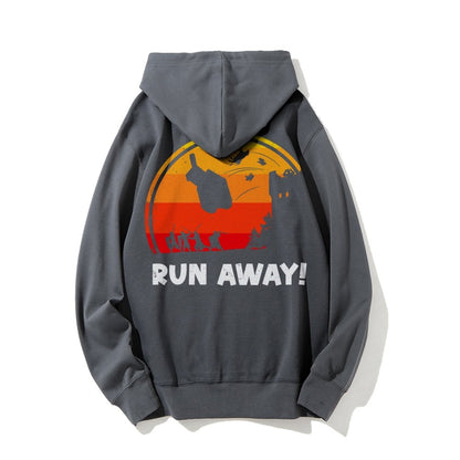 Run Away Printed Back Unisex Cotton Hoodie