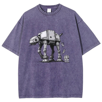 Mechanical Robot Dog Poop Vintage Distressed T-shirt