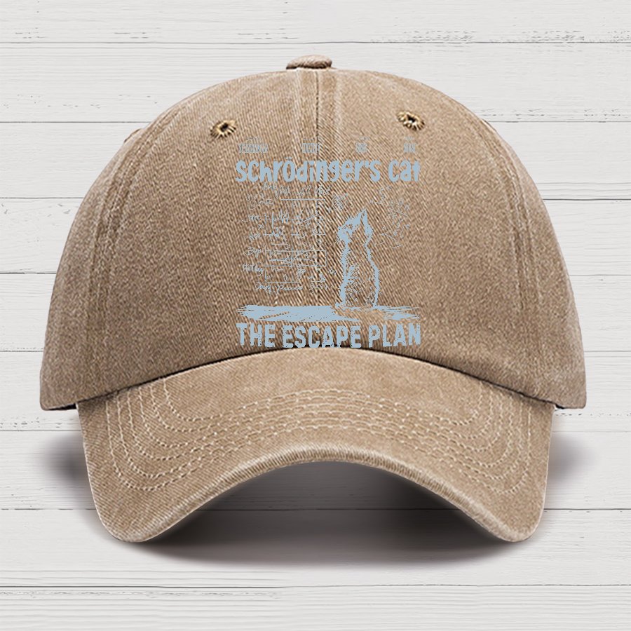 Schrodinger's Cat Escape Plan Interesting Physics Science Geek Cotton Hat