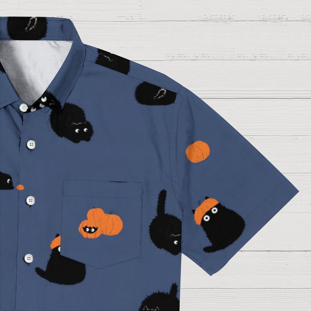Halloween Pumpkin Black Cat Geeky Shirt