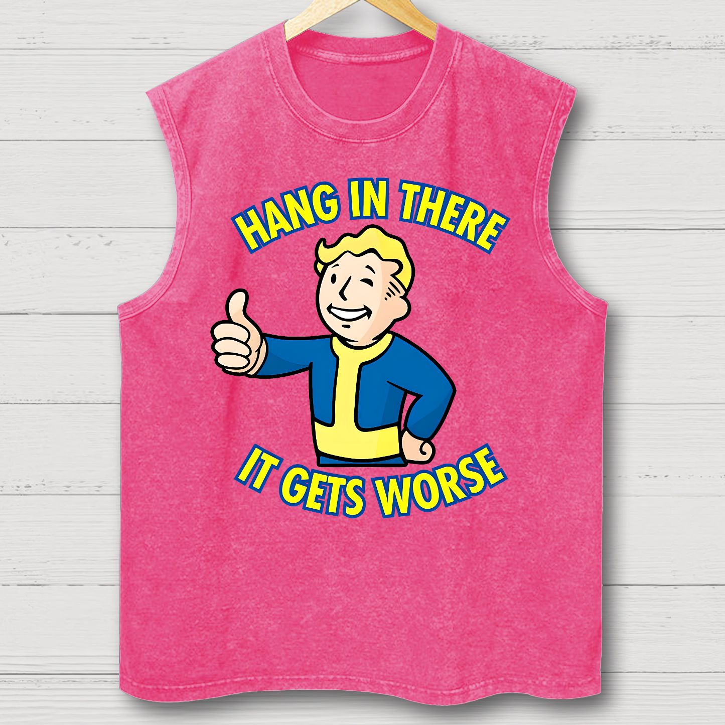 Hang In There It Gets Worse Vintage Distressed Washed Tank