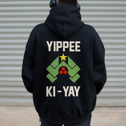 YIPPEE KI-YAY Printed Back Unisex Cotton Hoodie