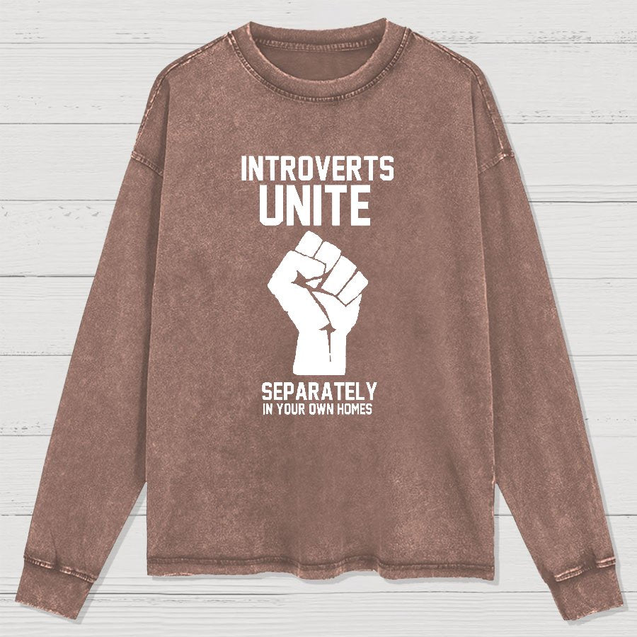 Introverts Unite Geek Washed Long Sleeve Tee