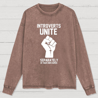 Introverts Unite Geek Washed Long Sleeve Tee
