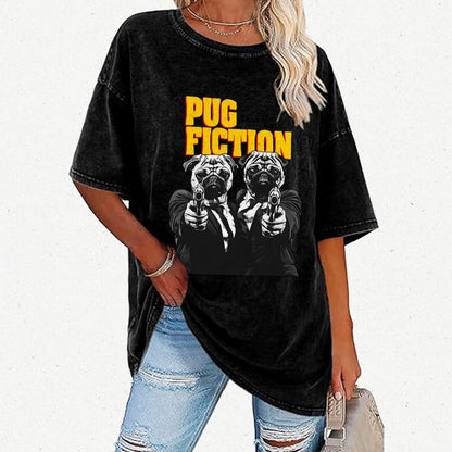 Pug Fiction Vintage Distressed T-shirt