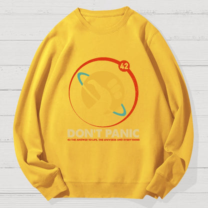 42 Answer to Life Universe Everything Don't Panic Geek Cotton Sweatshirt