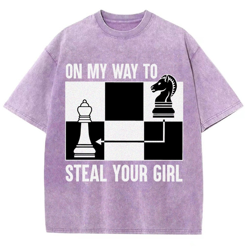 Chess Game On My Way To Steal Your Girl Vintage Distressed T-shirt