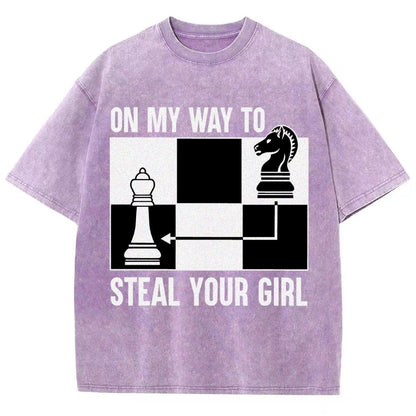 Chess Game On My Way To Steal Your Girl Vintage Distressed T-shirt