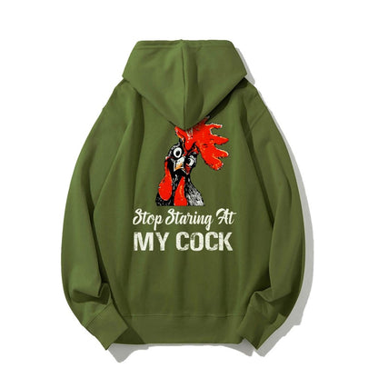 Stop Staring at My Cock Printed Back Unisex Cotton Hoodie