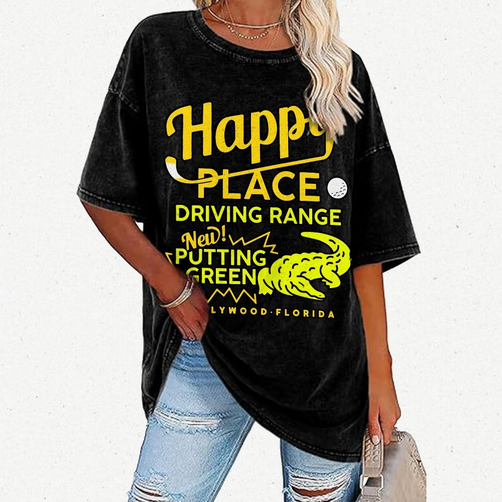 Happy Place Driving Range Vintage Distressed T-shirt