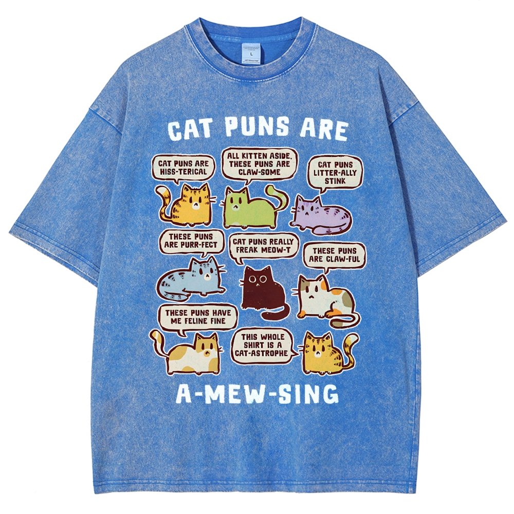 Cat Puns Are A-Mew-sing Vintage Distressed T-shirt