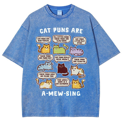 Cat Puns Are A-Mew-sing Vintage Distressed T-shirt