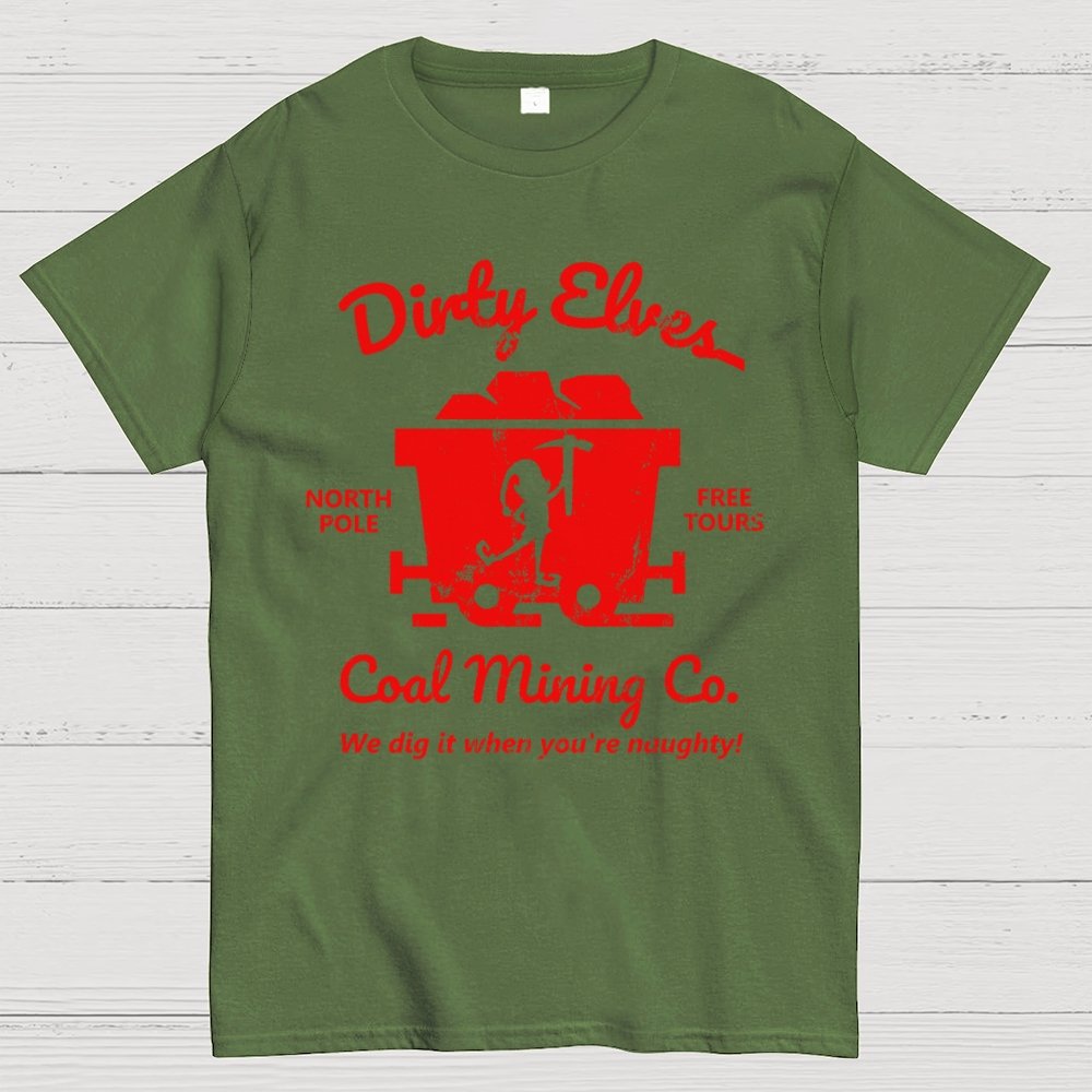 Dirty Elves Coal Mining Company Christmas Humor Geek T-Shirt
