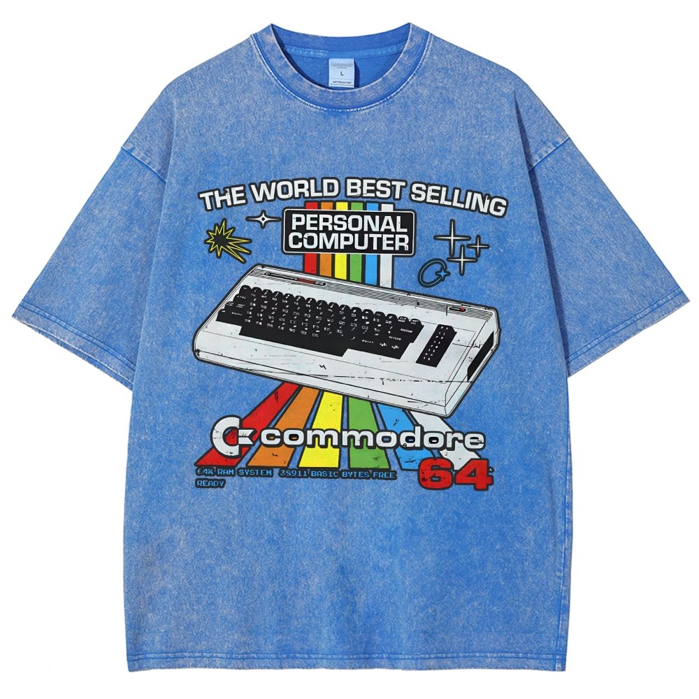 Retro Games Commodore 64 Personal Computer Vintage Distressed T-shirt