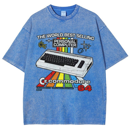 Retro Games Commodore 64 Personal Computer Vintage Distressed T-shirt
