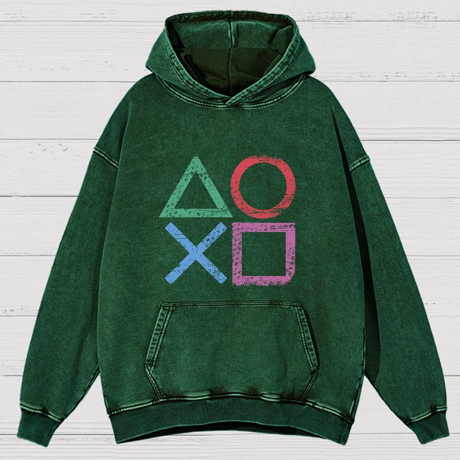 Gaming symbols Geeky Vintage Distressed Hoodie