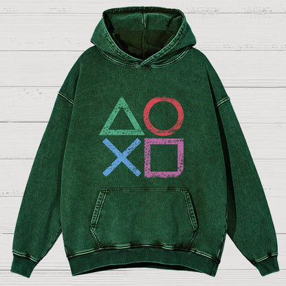 Gaming symbols Geeky Vintage Distressed Hoodie