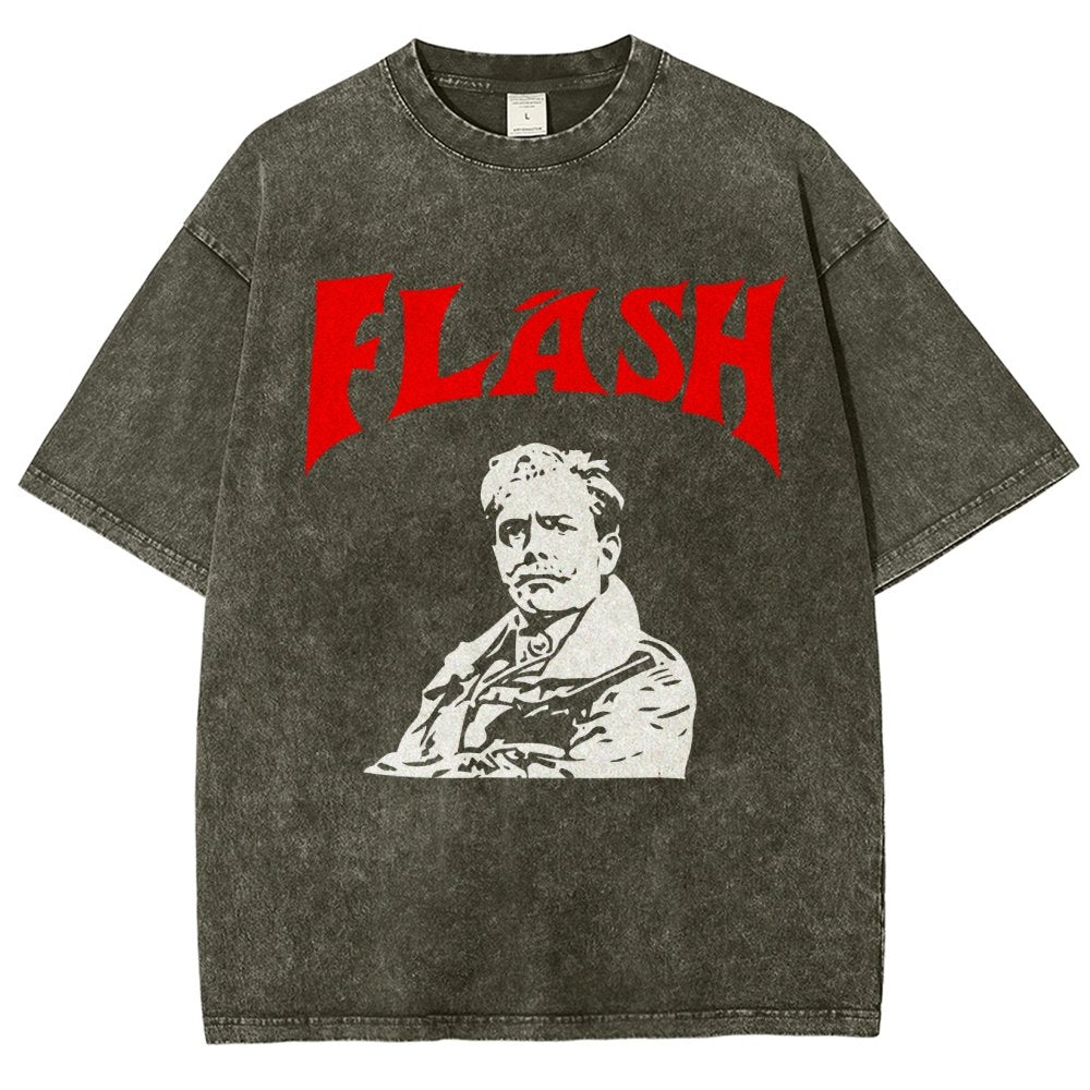 Mister Flashy Flash Spoof Ringer Vintage Distressed T-shirt