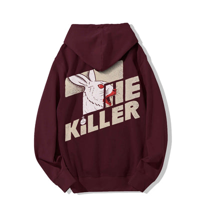 Mysterious Rabbit Printed Back Unisex Cotton Hoodie