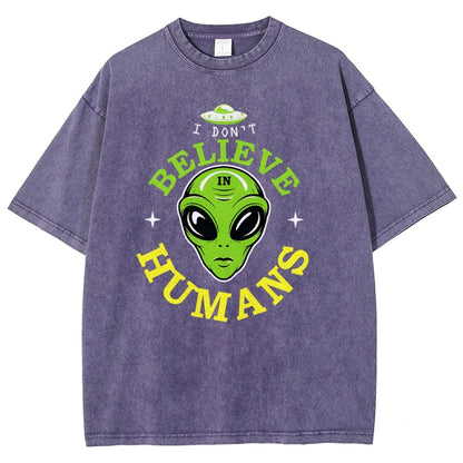 I Don't Believe in Humans Vintage Distressed T-shirt