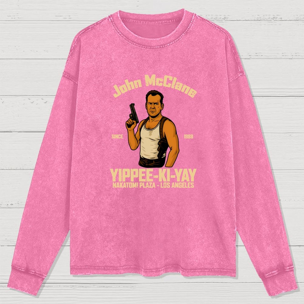 Yippee Ki Yay Washed Long Sleeve Tee